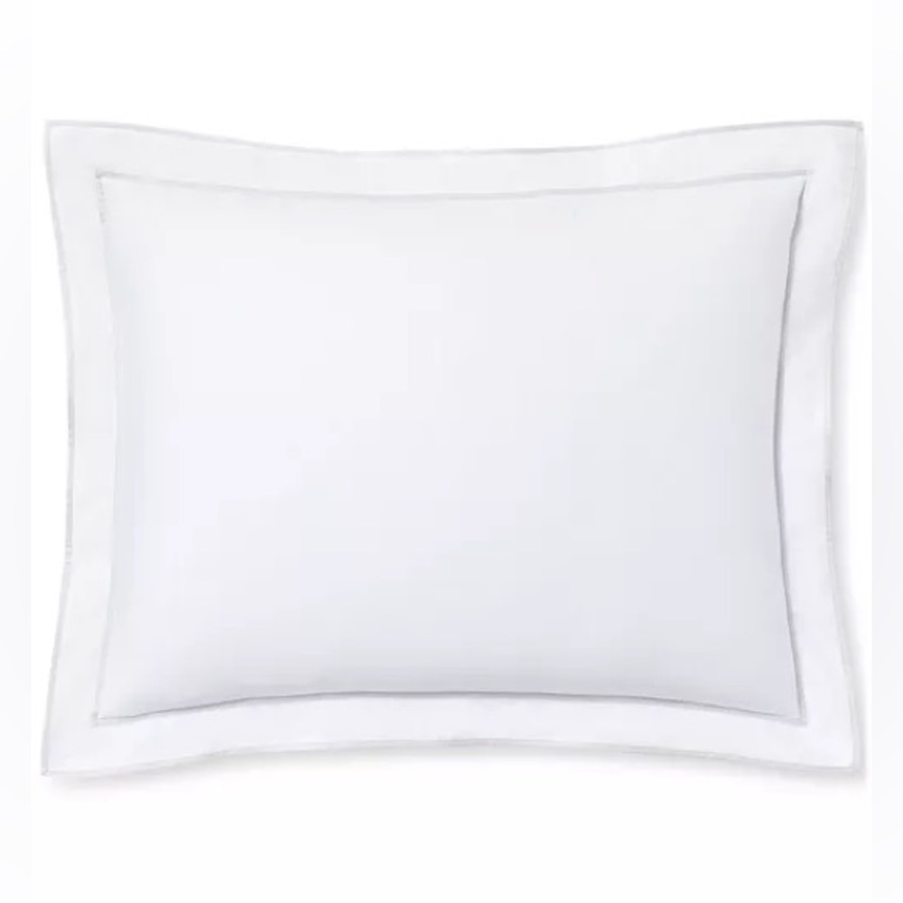 Lauren Ralph Lauren Spencer Sateen Border Sham in White/Sift Grey, Standard NWT